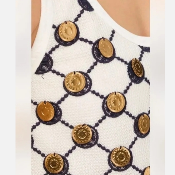 White TORY BURCH Logo Tank Dress w/Gold Coins. US 8. EUC - Picture 10 of 14